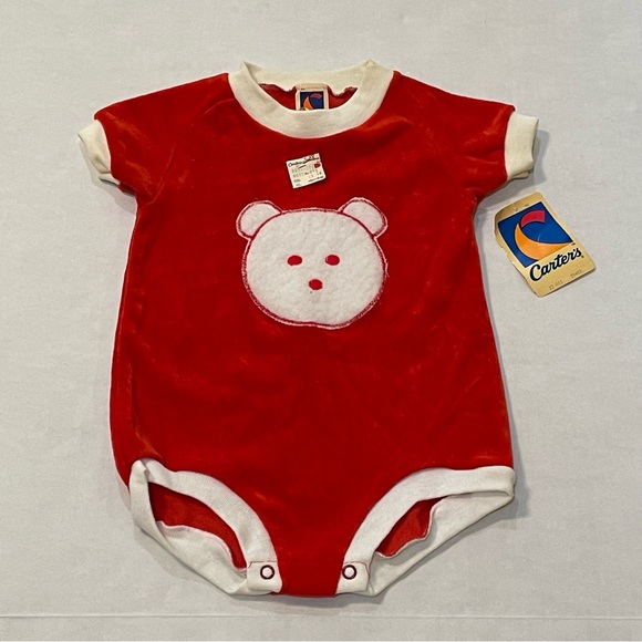 Carter's Other - VTG 80s Carters Red White Bear Baby One-Piece Infants Sz 24 Month NWT NOS